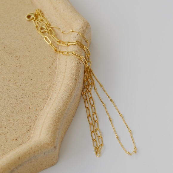 18K Gold Plated Paper Clip Chain Necklace Choker - Picture 9 of 9